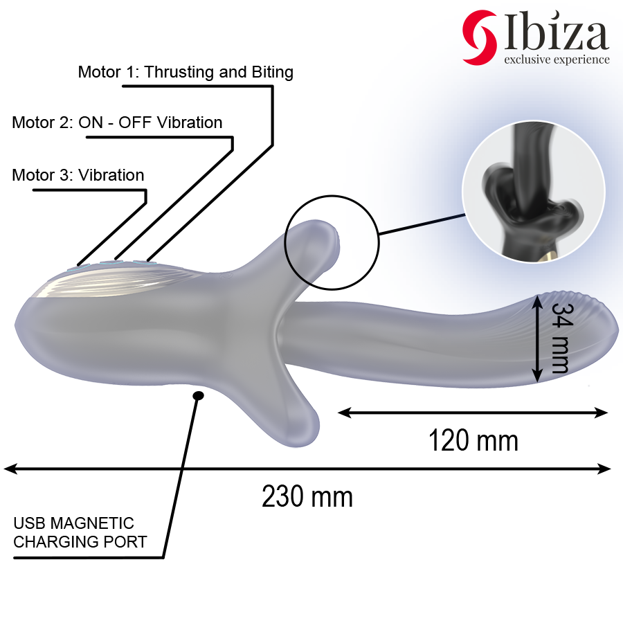 Ibiza - Vibrateur Puissant Avec Effet De Poussée Et De Morsure 4 IBIZA - VIBRATEUR PUISSANT AVEC EFFET DE POUSSÉE ET DE MORSURE – Image 4