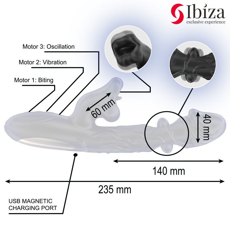 Ibiza - Vibrateur Et Stimulateur De Clitoris Avec Effet De Mordre Et De Rotation 5 IBIZA - VIBRATEUR ET STIMULATEUR DE CLITORIS AVEC EFFET DE MORDRE ET DE ROTATION – Image 5