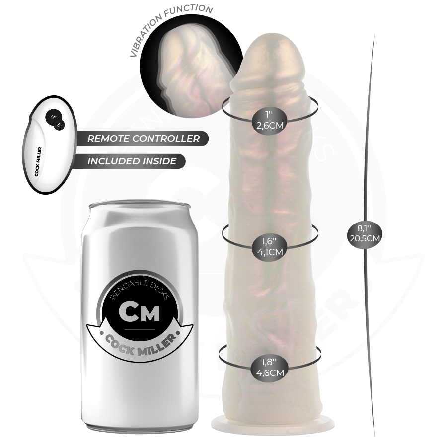 Cock Miller - Gode Avec Ventouse, Lumières Et Vibrations Avec Télécommande Blanc 20,5 Cm 3 COCK MILLER - GODE AVEC VENTOUSE, LUMIÈRES ET VIBRATIONS AVEC TÉLÉCOMMANDE BLANC 20,5 CM – Image 3