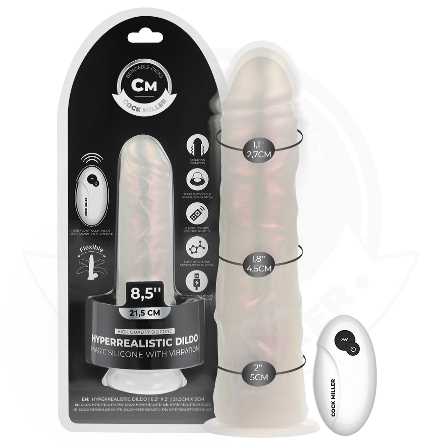 Cock Miller - Gode Avec Ventouse, Lumières Et Vibrations Avec Télécommande Blanc 21,5 Cm 2 COCK MILLER - GODE AVEC VENTOUSE, LUMIÈRES ET VIBRATIONS AVEC TÉLÉCOMMANDE BLANC 21,5 CM – Image 2