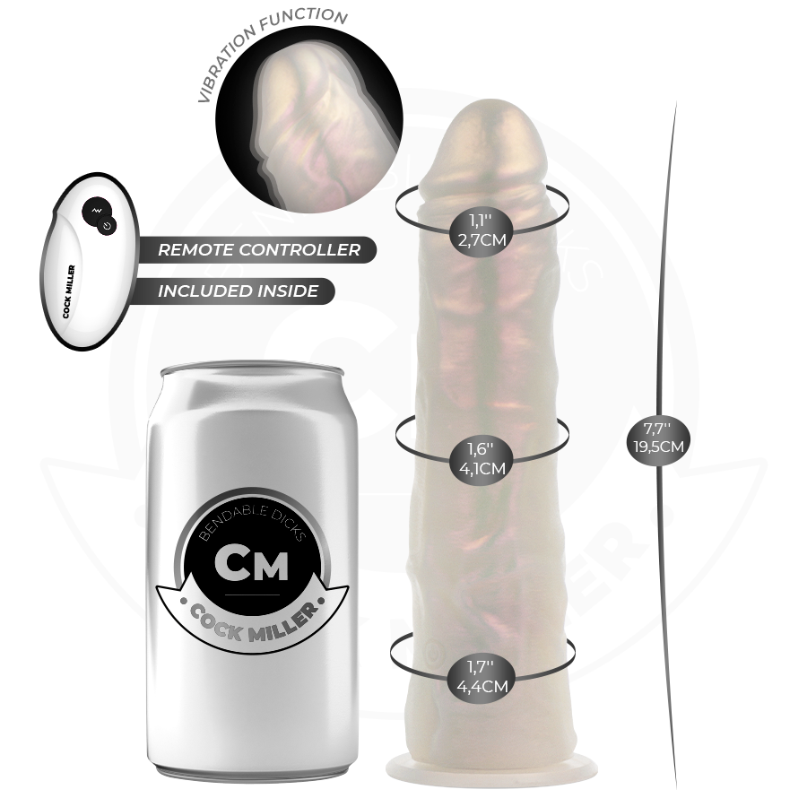 Cock Miller - Gode Avec Ventouse, Lumières Et Vibrations Avec Télécommande Blanc 19,5 Cm 3 COCK MILLER - GODE AVEC VENTOUSE, LUMIÈRES ET VIBRATIONS AVEC TÉLÉCOMMANDE BLANC 19,5 CM – Image 3