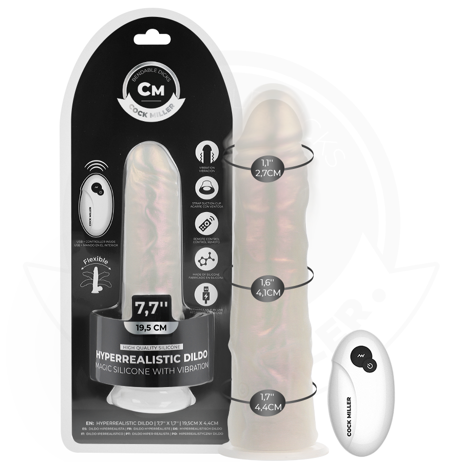 Cock Miller - Gode Avec Ventouse, Lumières Et Vibrations Avec Télécommande Blanc 19,5 Cm 2 COCK MILLER - GODE AVEC VENTOUSE, LUMIÈRES ET VIBRATIONS AVEC TÉLÉCOMMANDE BLANC 19,5 CM – Image 2