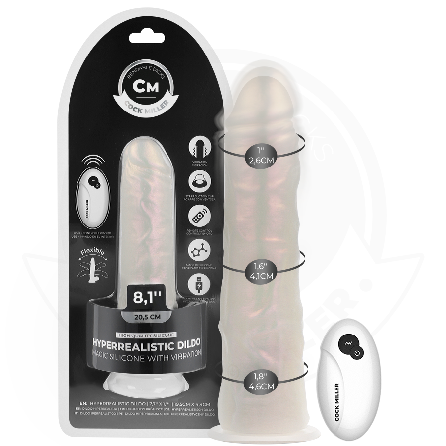 Cock Miller - Gode Avec Ventouse, Lumières Et Vibrations Avec Télécommande Blanc 20,5 Cm 2 COCK MILLER - GODE AVEC VENTOUSE, LUMIÈRES ET VIBRATIONS AVEC TÉLÉCOMMANDE BLANC 20,5 CM – Image 2