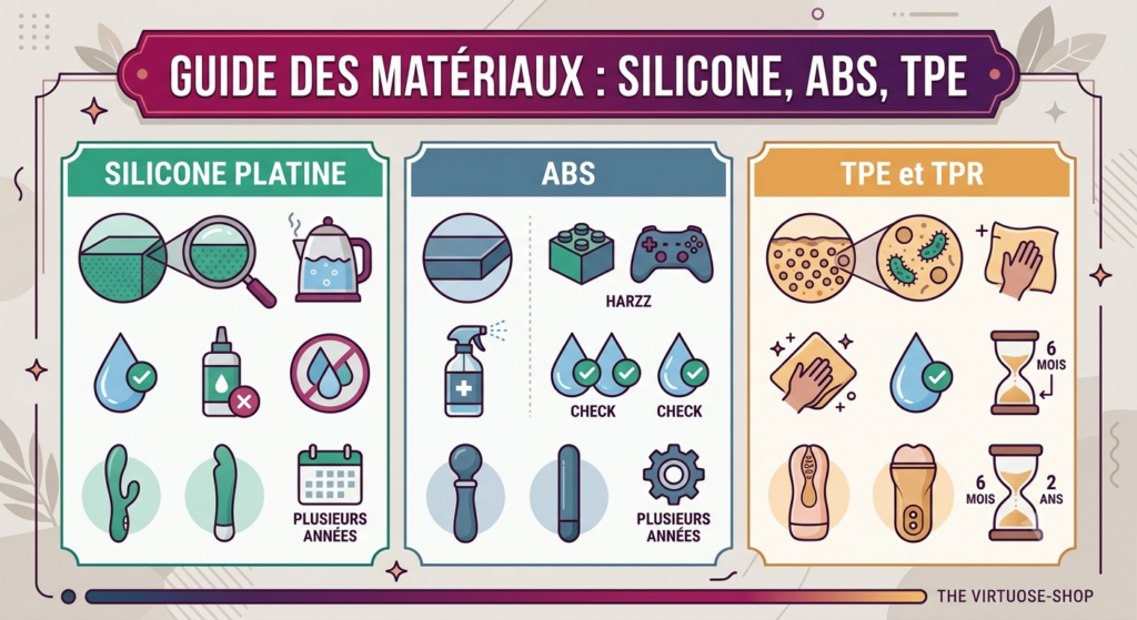 Comparatif des matériaux des sextoys : silicone, ABS et TPE