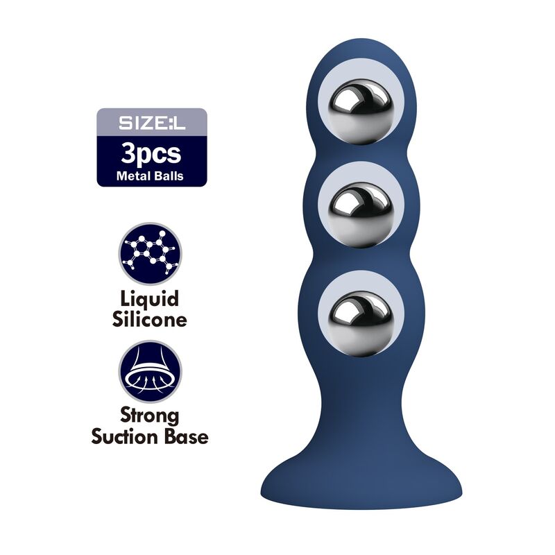 Mr Play - Plug Anal Avec Billes Métalliques Et Ventouse Bleue 2 MR PLAY - PLUG ANAL AVEC BILLES MÉTALLIQUES ET VENTOUSE BLEUE – Image 2