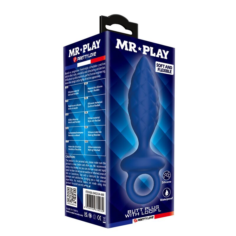 Mr Play - Plug Anal Texturé Avec Anneau Bleu L 3 MR PLAY - PLUG ANAL TEXTURÉ AVEC ANNEAU BLEU L – Image 3