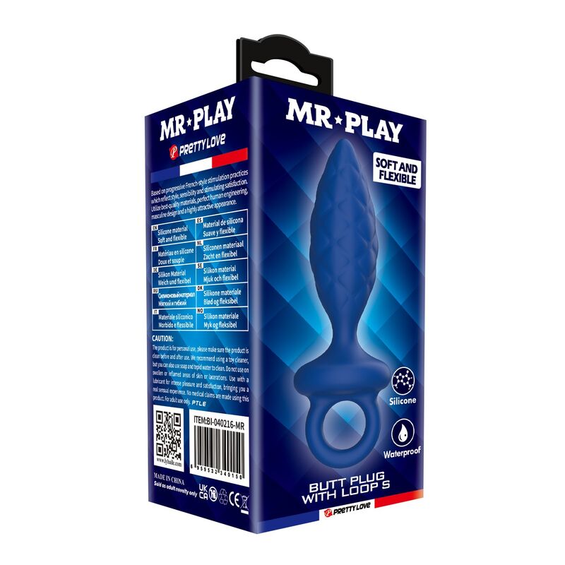 Mr Play - Plug Anal Texturé Avec Anneau Bleu S 3 MR PLAY - PLUG ANAL TEXTURÉ AVEC ANNEAU BLEU S – Image 3
