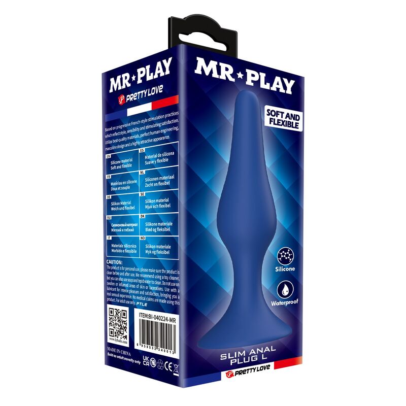 Mr Play - Plug Anal En Silicone Slim Bleu L 3 MR PLAY - PLUG ANAL EN SILICONE SLIM BLEU L – Image 3