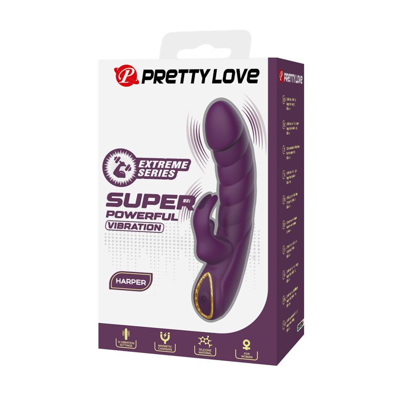 Pretty Love - Vibrateur Lapin Rechargeable Harper 10 Fonctions Violet 3 PRETTY LOVE - VIBRATEUR LAPIN RECHARGEABLE HARPER 10 FONCTIONS VIOLET – Image 3