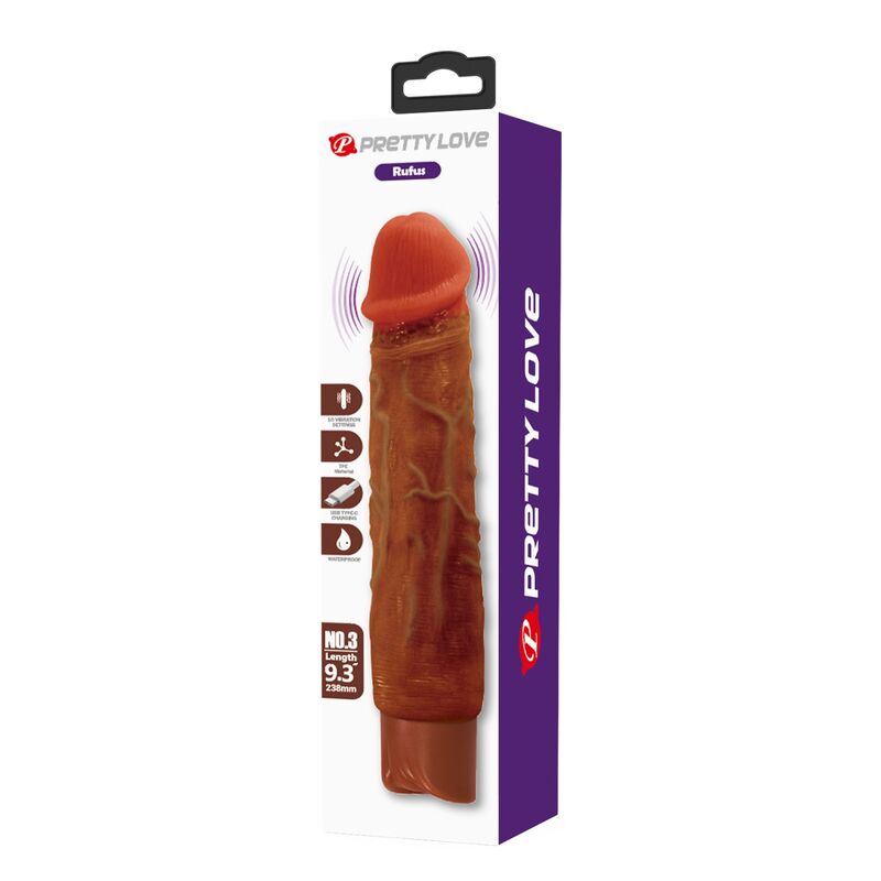Pretty Love - Vibrateur Réaliste Duke 23,5 Cm Ø 4,8 Cm Marron 3 PRETTY LOVE - VIBRATEUR RÉALISTE DUKE 23,5 CM Ø 4,8 CM MARRON – Image 3