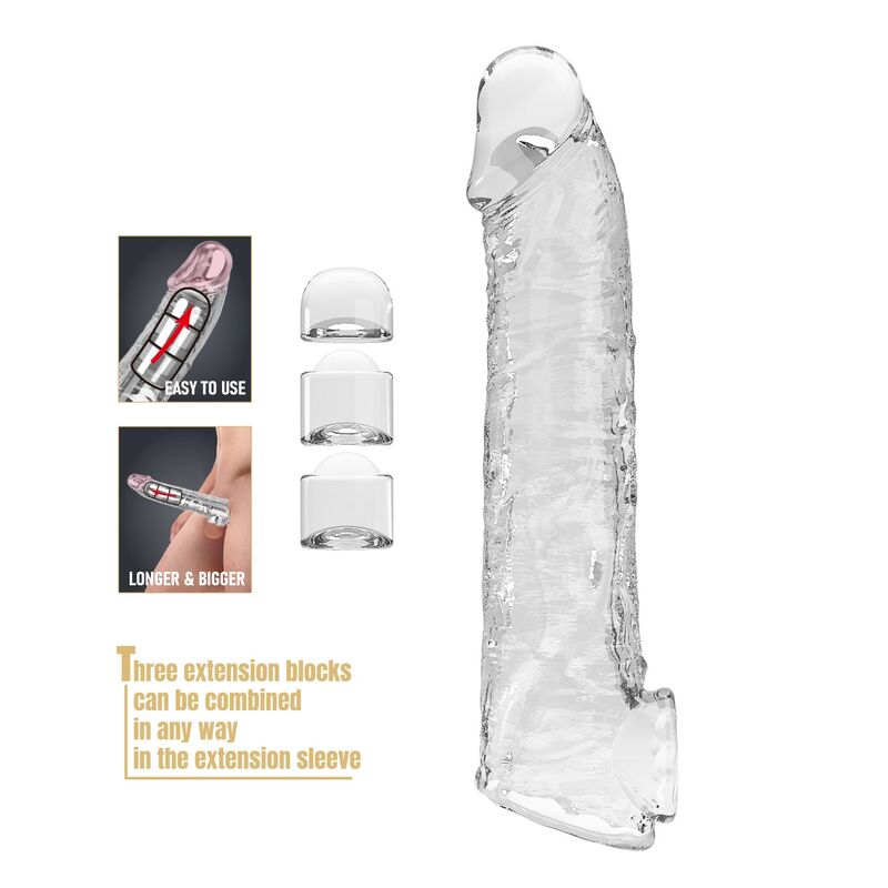 Pretty Love - Manchon D'Extension De Pénis Ajustable 26 Cm Ø 4 Cm Transparent 2 PRETTY LOVE - MANCHON D'EXTENSION DE PÉNIS AJUSTABLE 26 CM Ø 4 CM TRANSPARENT – Image 2
