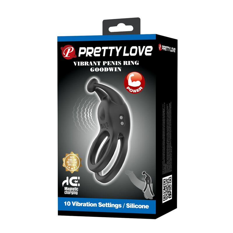 Pretty Love - Anneau Pénis Double Vibrant Rechargeable Goodwin Noir 3 PRETTY LOVE - ANNEAU PÉNIS DOUBLE VIBRANT RECHARGEABLE GOODWIN NOIR – Image 3