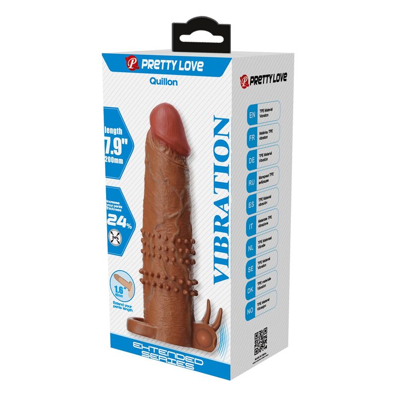 Pretty Love - Manchon Vibrant Pour Pénis Quillon 20 Cm Ø 4 Cm Marron 3 PRETTY LOVE - MANCHON VIBRANT POUR PÉNIS QUILLON 20 CM Ø 4 CM MARRON – Image 3