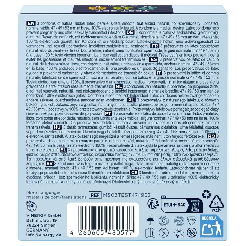 Mister Size - Pack Échantillon De Préservatif Taille 47-49-53 Mm (3 Unités) 4 MISTER SIZE - PACK ÉCHANTILLON DE PRÉSERVATIF TAILLE 47-49-53 MM (3 UNITÉS) – Image 4