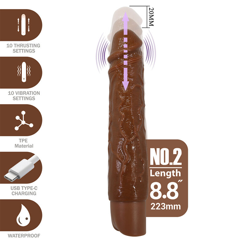 Pretty Love - Kessler Godemichet Vibrant Réaliste Avec 10 Modes De Vibration Et 10 Énergie, 22 Cm, Marron 2 PRETTY LOVE - KESSLER GODEMICHET VIBRANT RÉALISTE AVEC 10 MODES DE VIBRATION ET 10 ÉNERGIE, 22 CM, MARRON – Image 2