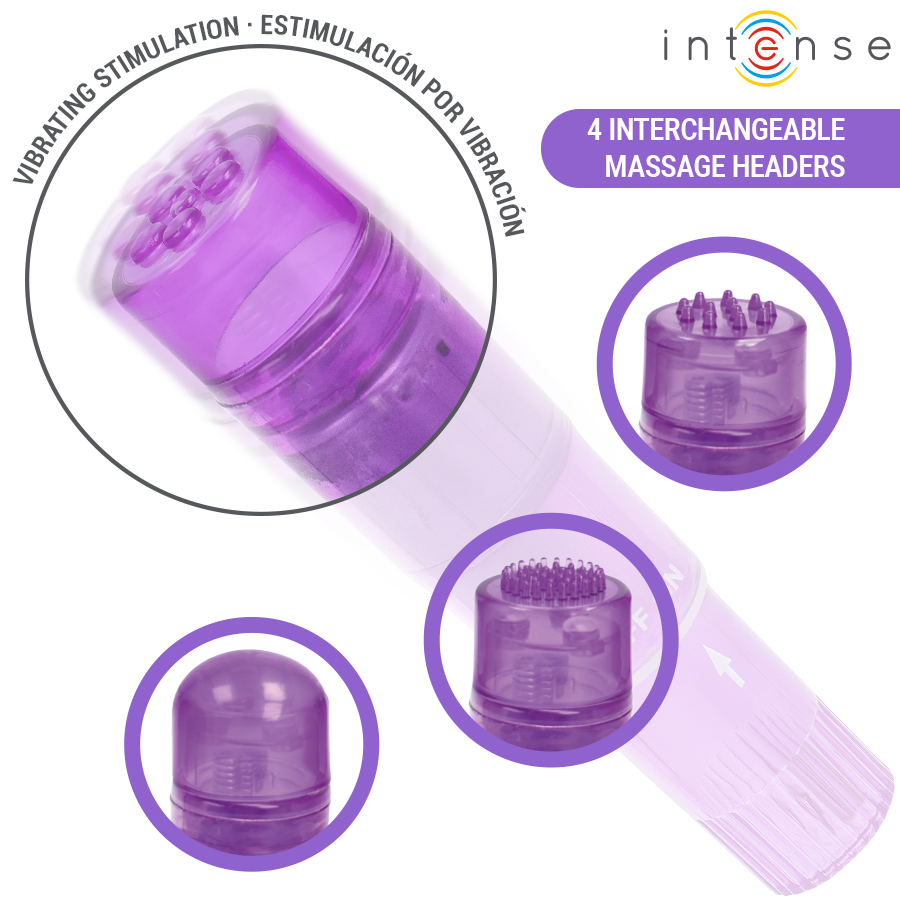 Intense - Mini Masseur Kurt Avec 4 Têtes Interchangeables Violette 3 INTENSE - MINI MASSEUR KURT AVEC 4 TÊTES INTERCHANGEABLES VIOLETTE – Image 3