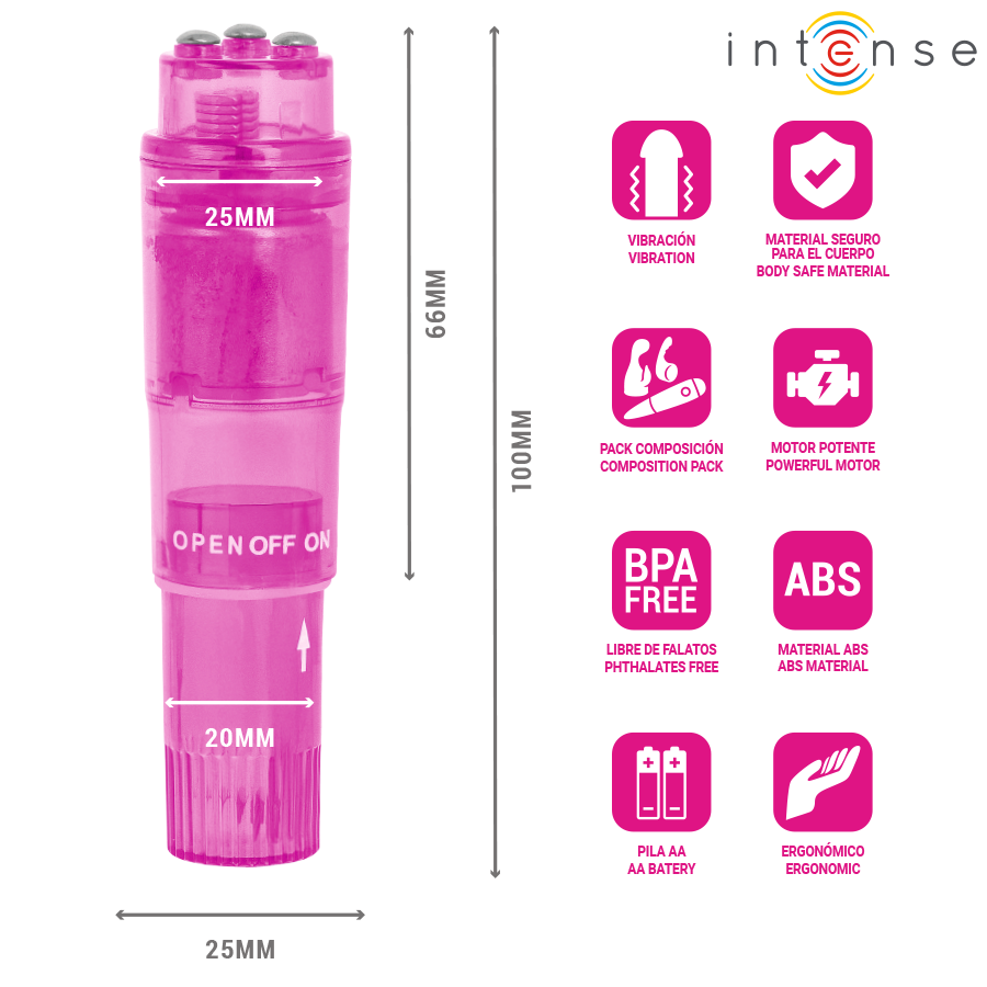 Intense - Mini Masseur Kurt Avec 4 Têtes Interchangeables Rose 5 INTENSE - MINI MASSEUR KURT AVEC 4 TÊTES INTERCHANGEABLES ROSE – Image 5