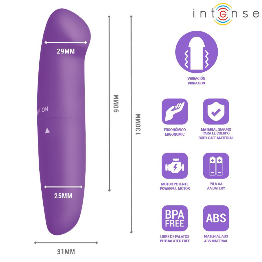 Intense - Phil Vibrateur Point G Violet 13 Cm 3 INTENSE - PHIL VIBRATEUR POINT G VIOLET 13 CM – Image 3