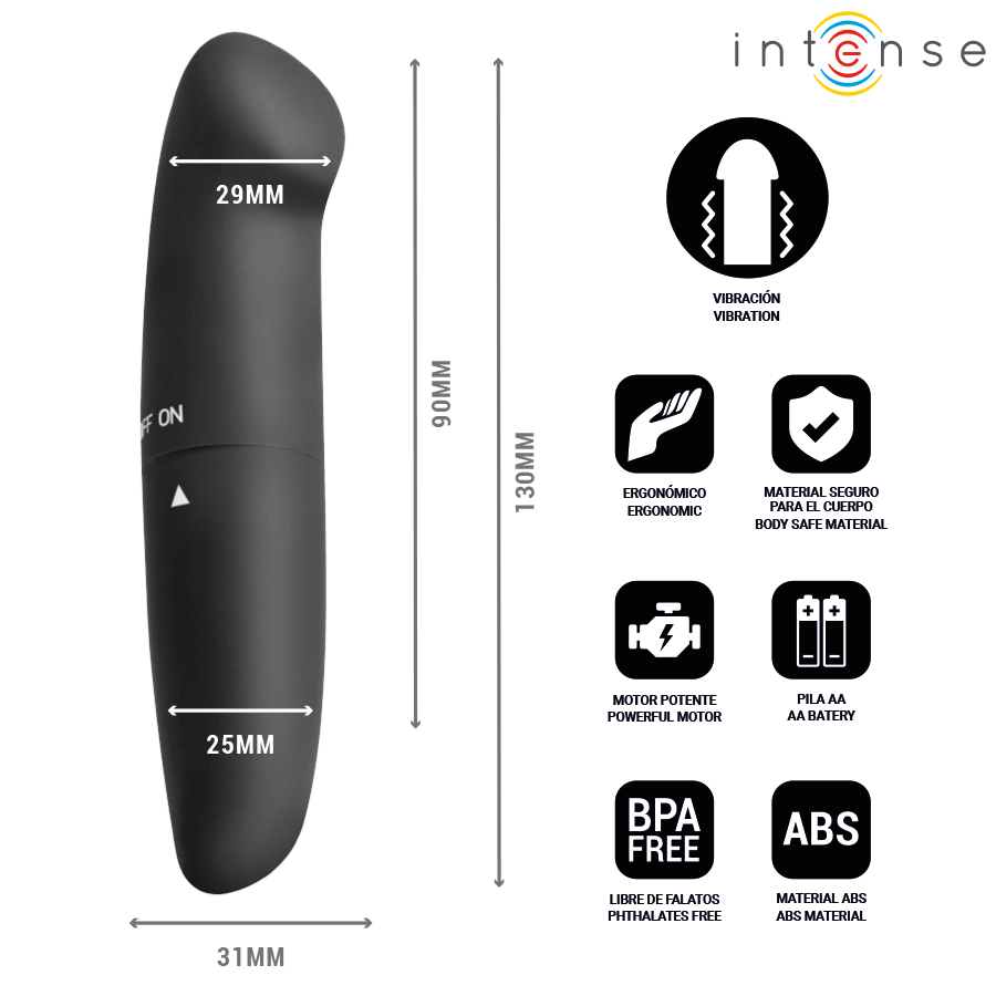 Intense - Phil Vibrateur Sous-Tête G Noir 13 Cm 3 INTENSE - PHIL VIBRATEUR SOUS-TÊTE G NOIR 13 CM – Image 3