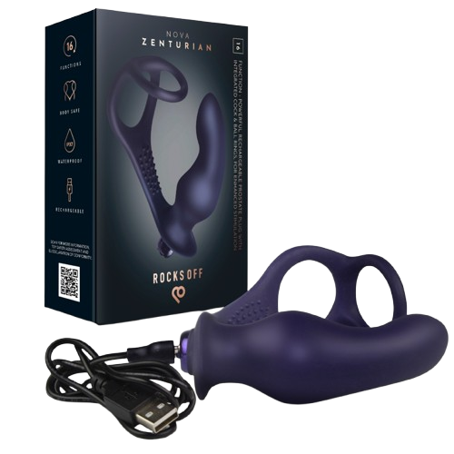 Rocks-Off - Nova Zenturian Plug Vibrant Pour La Prostate Avec Anneaux 16 Modes Bleu Foncé 2 ROCKS-OFF - NOVA ZENTURIAN PLUG VIBRANT POUR LA PROSTATE AVEC ANNEAUX 16 MODES BLEU FONCÉ – Image 2