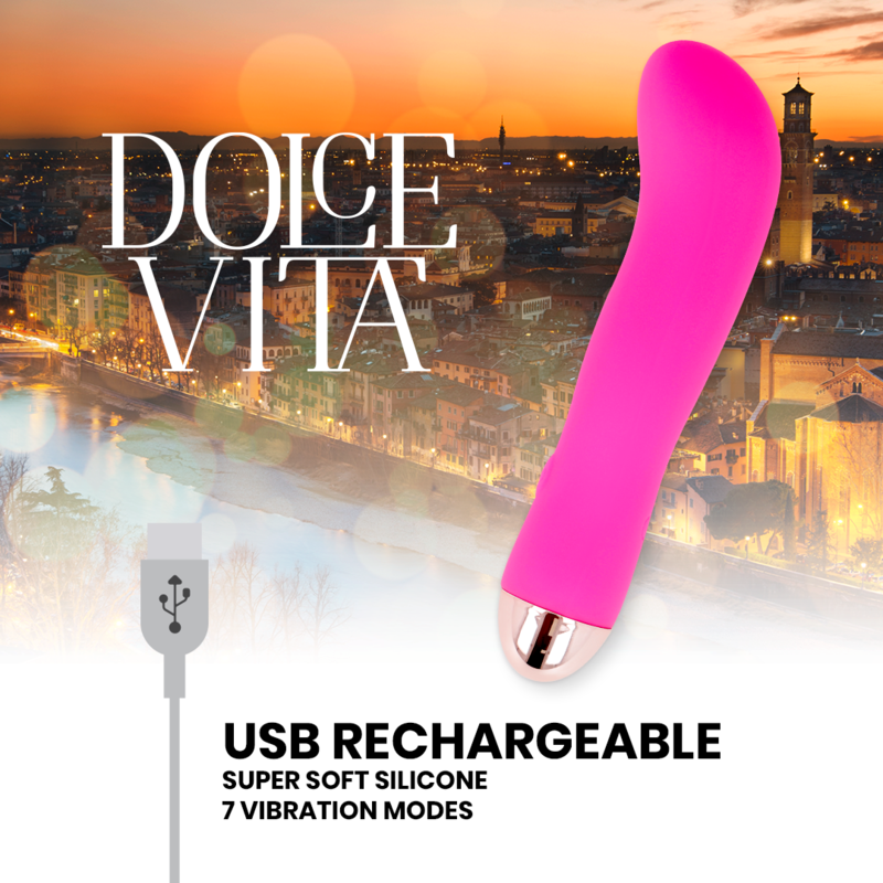 DOLCE VITA - VIBRATEUR RECHARGEABLE DEUX ROSE 7 VITESSES – Image 5