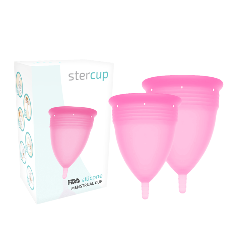 STERCUP - PACK DE COUPE MENSTRUELLE EN SILICONE FDA TAILLE S + L ROSE