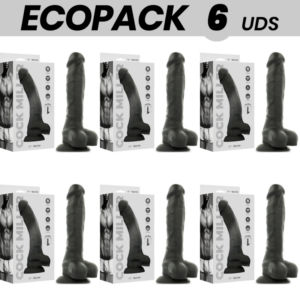 ECOPACK 6 UNITÉS - COCK MILLER SILICONE DENSITÉ ARTICULABLE NOIR COCKSIL 19,5 CM
