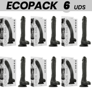 ECOPACK 6 UNITÉS - COCK MILLER SILICONE DENSITÉ ARTICULABLE COCKSIL NOIR 24 CM