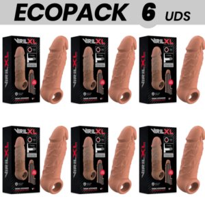 ECOPACK 6 UNITÉS - EXTENSION DE PÉNIS EN SILICONE LIQUIDE VIRILXL V7 MARRON