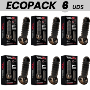 ECOPACK 6 UNITÉS - EXTENSION ET GAINE DE PÉNIS VIRILXL V15 NOIR