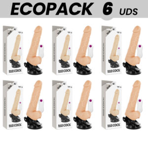 ECOPACK 6 UNITÉS - BASECOCK VIBRATEUR RÉALISTE TÉLÉCOMMANDE NATUREL AVEC TESTICULES19.5 CM -O- 4 CM