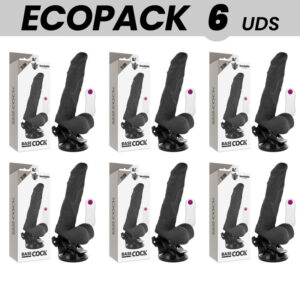 ECOPACK 6 UNITÉS - BASECOCK VIBRATEUR ARTICULABLE TÉLÉCOMMANDE NOIR 21 CM -O- 5 CM