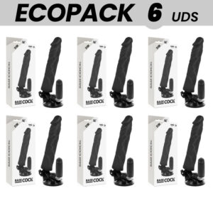 ECOPACK 6 UNITÉS - BASECOCK VIBRATEUR RÉALISTE TÉLÉCOMMANDE NOIR 21 CM -O- 4 CM