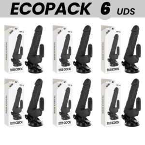 ECOPACK 6 UNITÉS - BASECOCK VIBRATEUR RÉALISTE TÉLÉCOMMANDE NOIR 18.5 CM -O- 4CM