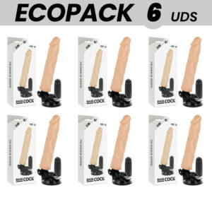 ECOPACK 6 UNITÉS - BASECOCK VIBRATEUR RÉALISTE TÉLÉCOMMANDE NATUREL 21 CM -O- 4 CM