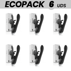 ECOPACK 6 UNITÉS - STIMULATEUR DE LAPIN RECHARGEABLE EN SILICONE BLACKSILVER ADAM NOIR