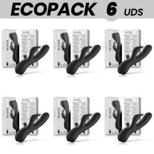 ECOPACK 6 UNITÉS - STIMULATEUR DE LAPIN EN SILICONE RECHARGEABLE BLACKSILVERJAMIE NOIR