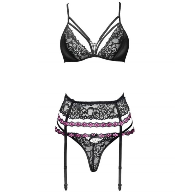 LIVCO CORSETTI FASHION - SNEHANA LC 90443 SOUTIEN-GORGE + JARRETIÈRE + CULOTTE NOIR – Image 3