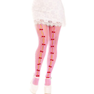 LEG AVENUE - BAS AVEC OUVERTURES COEUR  NOEUDS ROSE