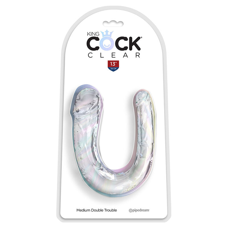 KING COCK - DOUBLE TROUBLE DOUBLE GODE 33 CM TRANSPARENT – Image 2