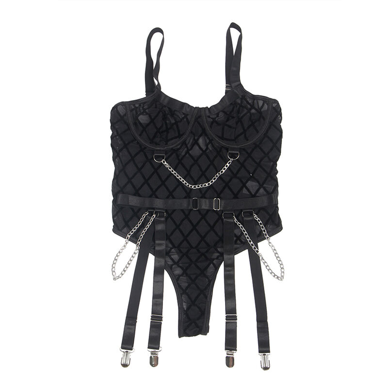 SUBBLIME - 9542277 BODY AVEC CHAÎNES + PORTE-JARRETELLES NOIR L/XL – Image 5