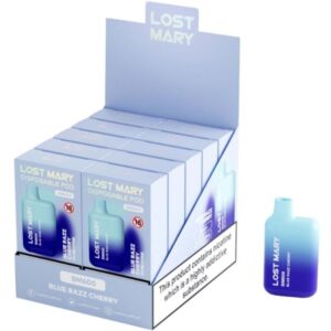 LOST MARY - (PACK PROFESSIONNEL EXPOSANT -10 UNITÉS) BM600 NICOTINE VAPER 2% JETABLE BLUE RAZZ CHERRY