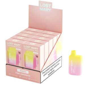 LOST MARY - (PACK PROFESSIONNEL EXPOSANT -10 UNITÉS) BM600 NICOTINE VAPER 2% JETABLE LIMONADE ROSE