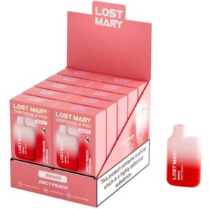 LOST MARY - (PACK PROFESSIONNEL EXPOSANT -10 UNITÉS) BM600 NICOTINE VAPER 2% JETABLE JUICY PEACH