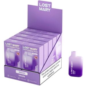 LOST MARY - (PACK PROFESSIONNEL EXPOSANT -10 UNITÉS) BM600 NICOTINE VAPER 2% JETABLE RAISIN