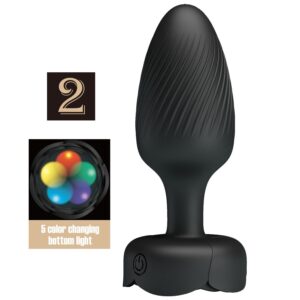 PRETTY LOVE - PLUG ANAL VARIAN AVEC LUMIÈRE LED NOIR 10,8 CM