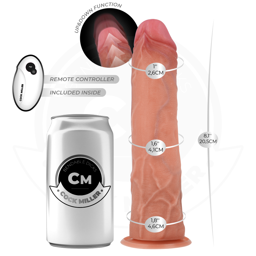 COCK MILLER - GODE HYPER-RÉALISTE À VENTOUSE ET À POUSSÉE AVEC TÉLÉCOMMANDE 20,5 CM – Image 4