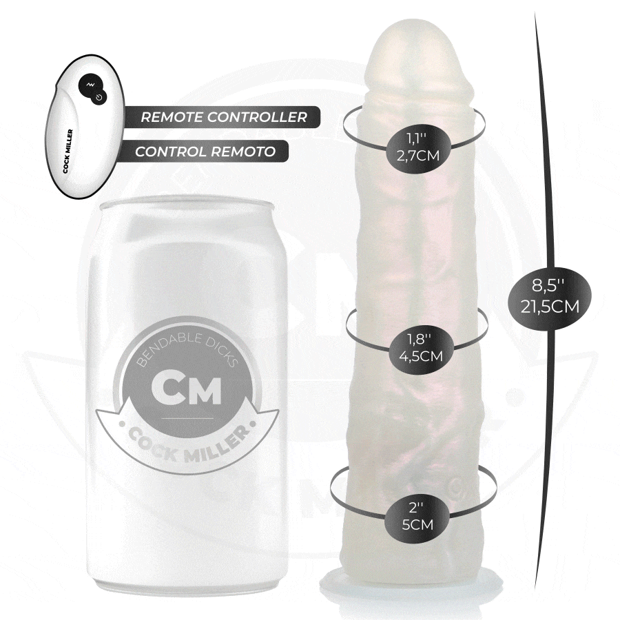 COCK MILLER - GODE AVEC VENTOUSE, LUMIÈRES ET VIBRATIONS AVEC TÉLÉCOMMANDE BLANC 19,5 CM – Image 2