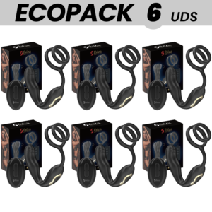 ECOPACKS 6 UNITÉS - IBIZA WIGGLE PLUG ANAL ROTATIF TÉLÉCOMMANDÉ AVEC VIBRATION PÉRINÉALE ET ANNEAUX AMÉLIORANT LE PÉNIS