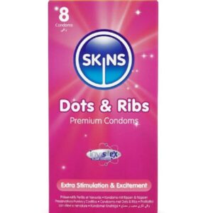 SKINS - PACK DE 8 PRÉSERVATIFS PREMIUM DOTS  RIBS